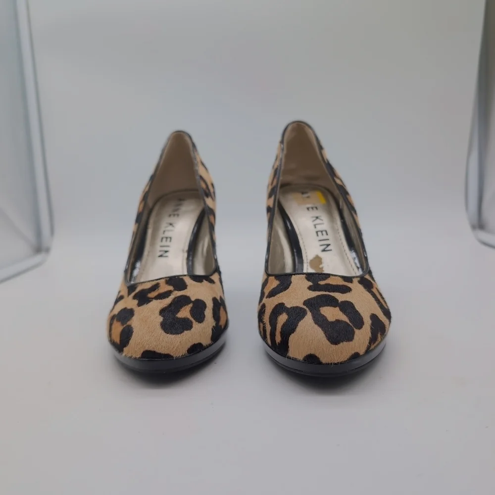Anne Klein Lolana Leather Fur Leopard Print Heels Sz 8.5 - Picture 2 of 8
